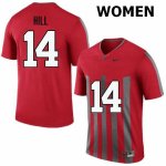 NCAA Ohio State Buckeyes Women's #14 KJ Hill Throwback Nike Football College Jersey ZOS2145UT